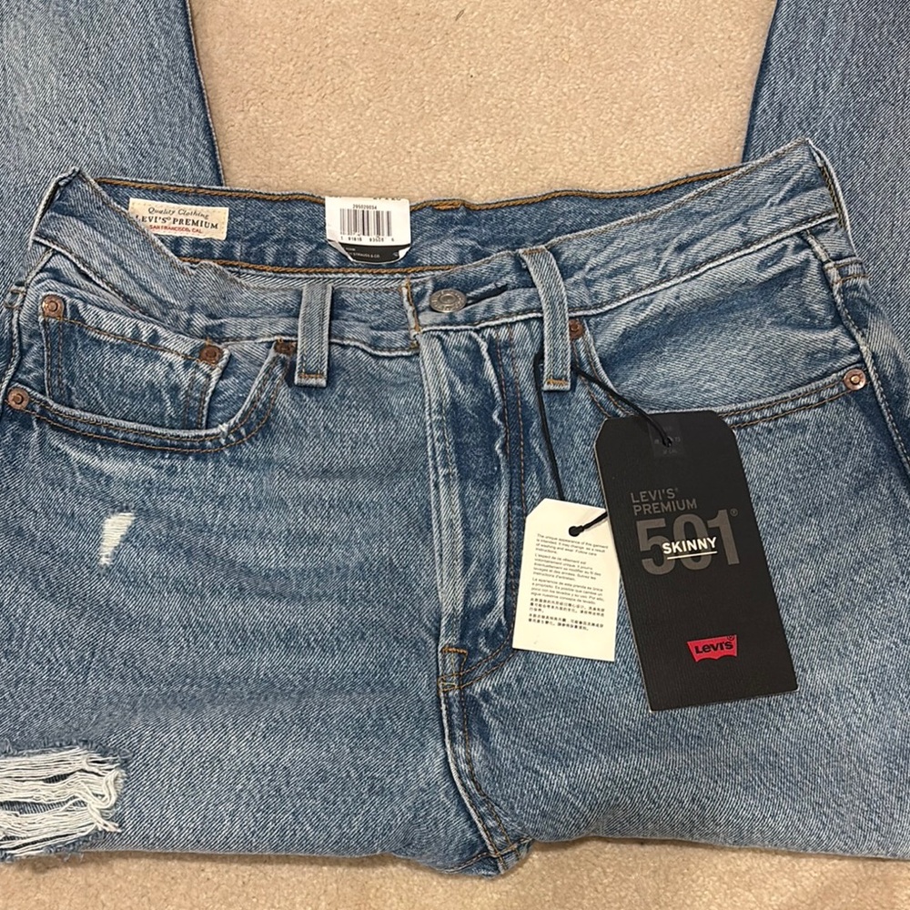 Levi's Blue Skinny Jeans Distressed Denim